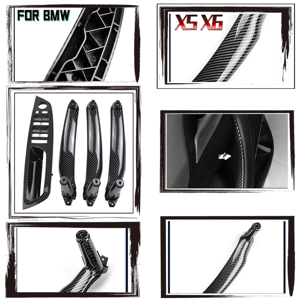 LHD RHD Carbon 4-teiliges Innentürgriff-Panel-Kit Ersatzteile Dekoration für BMW X5 X6 E70 E71 2007-2013 – Detail 6