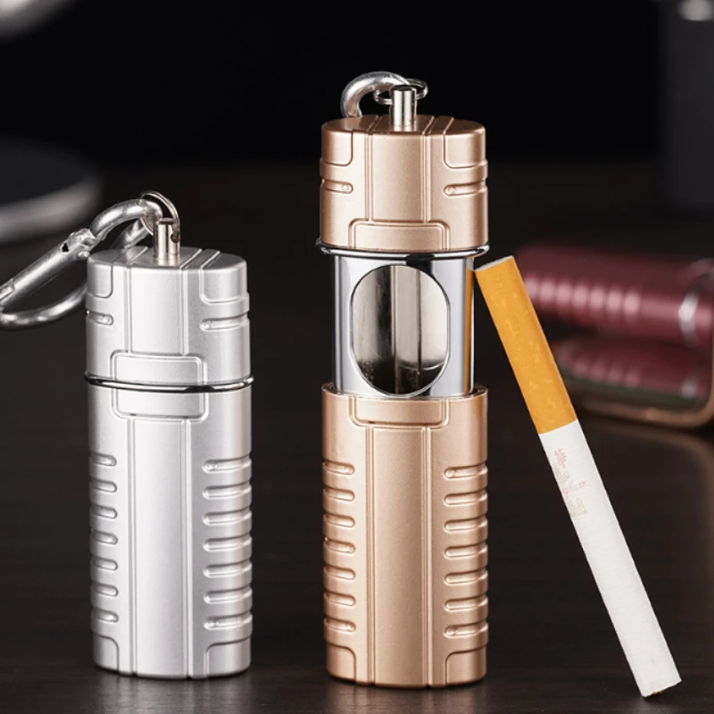 Portable Mini Ashtray with Double Latch Personalized Creative Smoke Extinguisher for Outdoor Use Anti-Spatter Metal Pendant