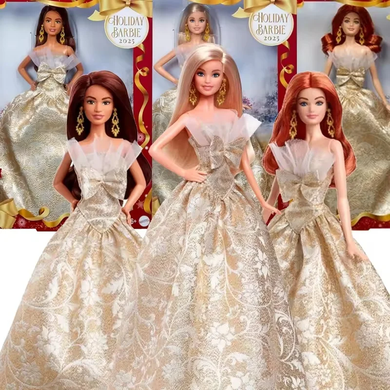 

Original Signature 80th Anniversary Holiday Collectible Fashion Blonde Red Brown Hair Set Doll Silver Gold Gown Dress Girls Toy