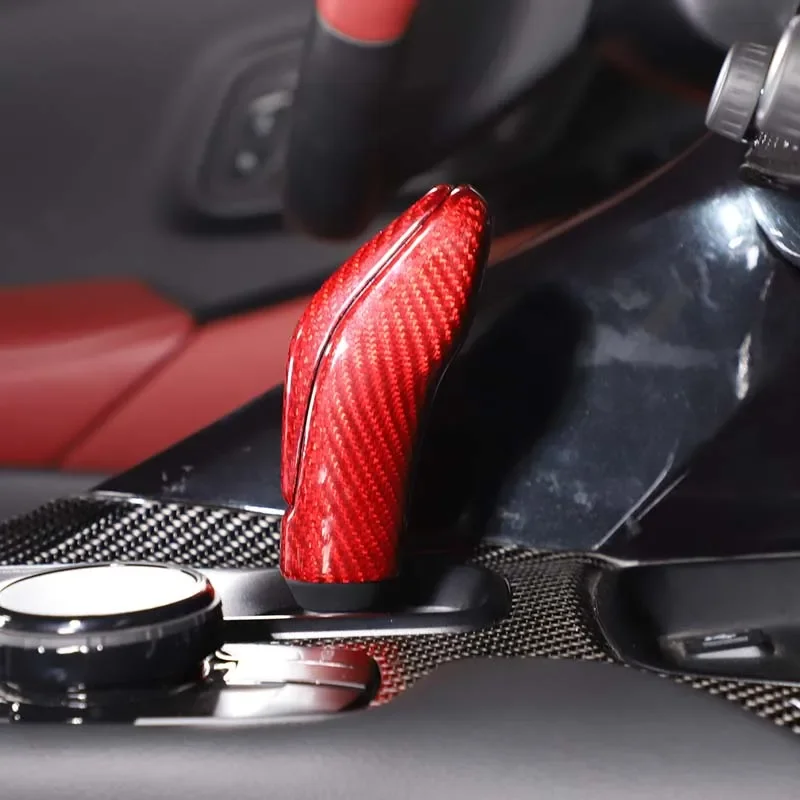 Dry Carbon Fiber Car Gear Shift Head Cover And Front Head Cover Decorative Trim For Toyota GR Supra A90 A91 MK5 2019-2024