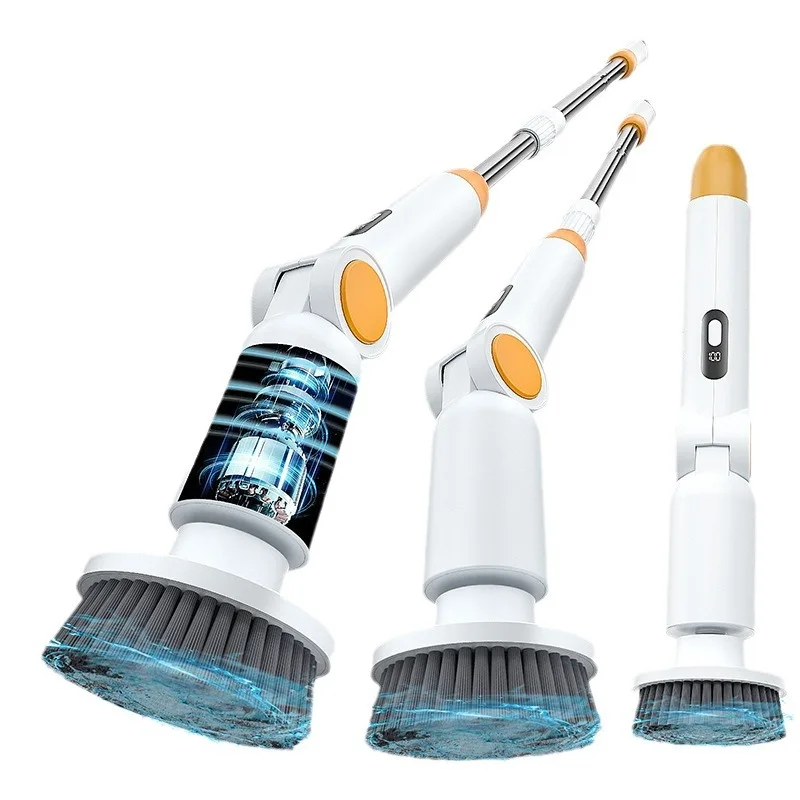 

High-Power Electric Cleaning Brush Nine-In-One Kitchen Bathroom Waterproof Digital Display Retractable Power Tool