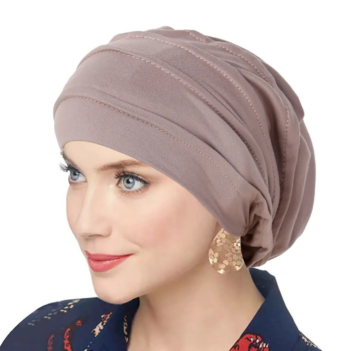 Ramadan Muslim Fashion Crinkle Turban Cap Women Hijab Islamic Chemo Cap Head Scarf Ladies Head Wrap Cover Hijab Scarf