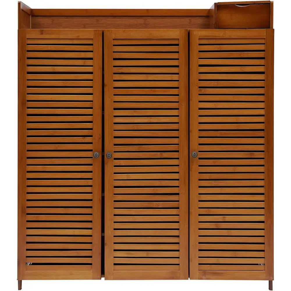 

7-Tier Bamboo Shoe Storage Cabinet with Door, Standing Rack Organizer for Entryway, Hallway, Living Room, Bedroom