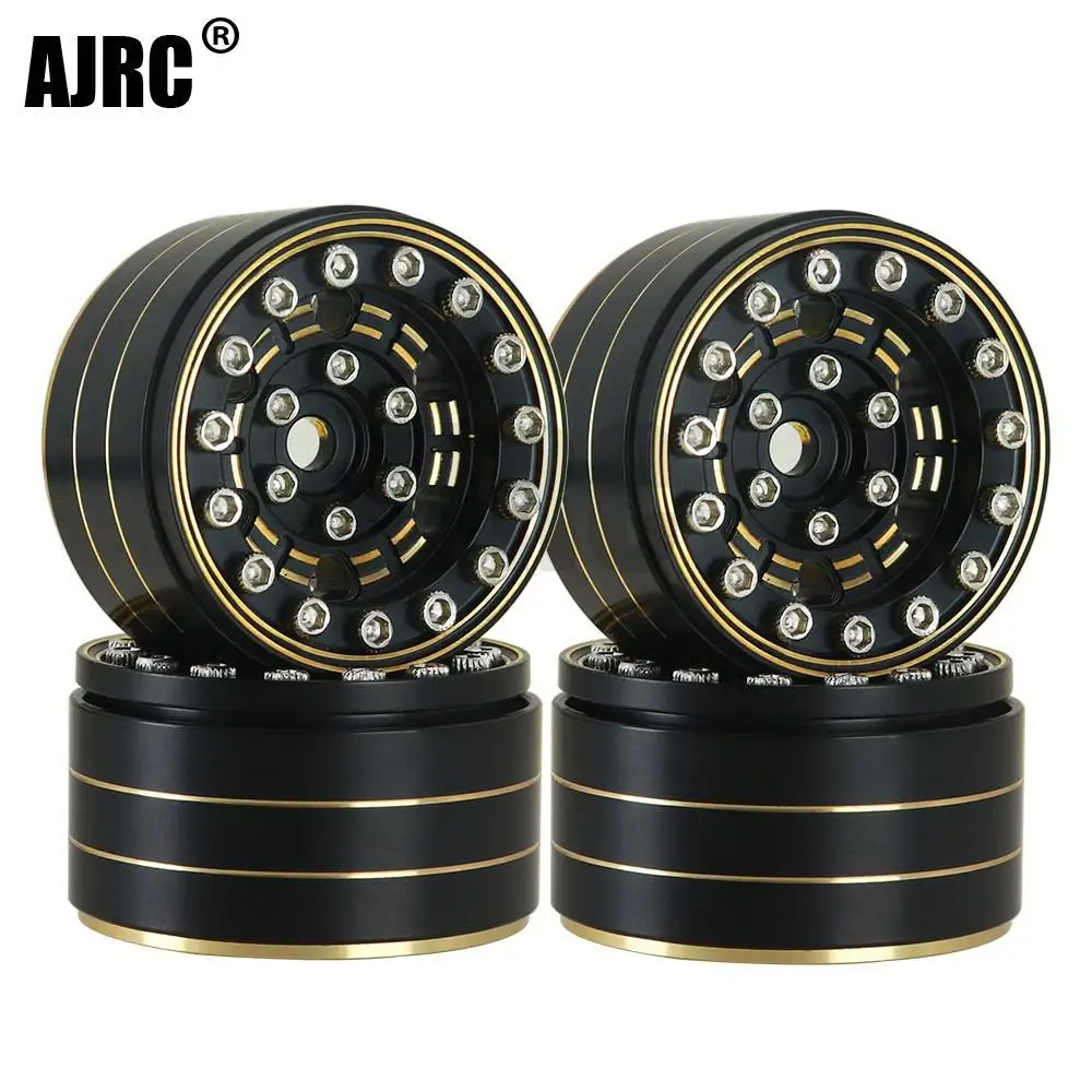 

4pcs 1 Inch Metal Heavy Black Gold Beadlock Wheel Classical Rim 1/24 Rc Crawler Car For Axial Scx24 90081 Fms Truck Tyre