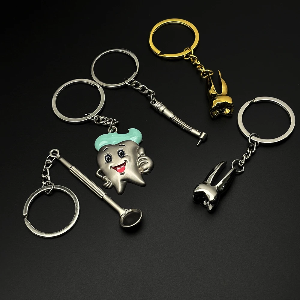 พวงกุญแจทันตแพทย์ของตกแต่งรูปฟันแปลกใหม่1ชิ้นพวงกุญแจรูปฟันของขวัญคลินิกทันตกรรม