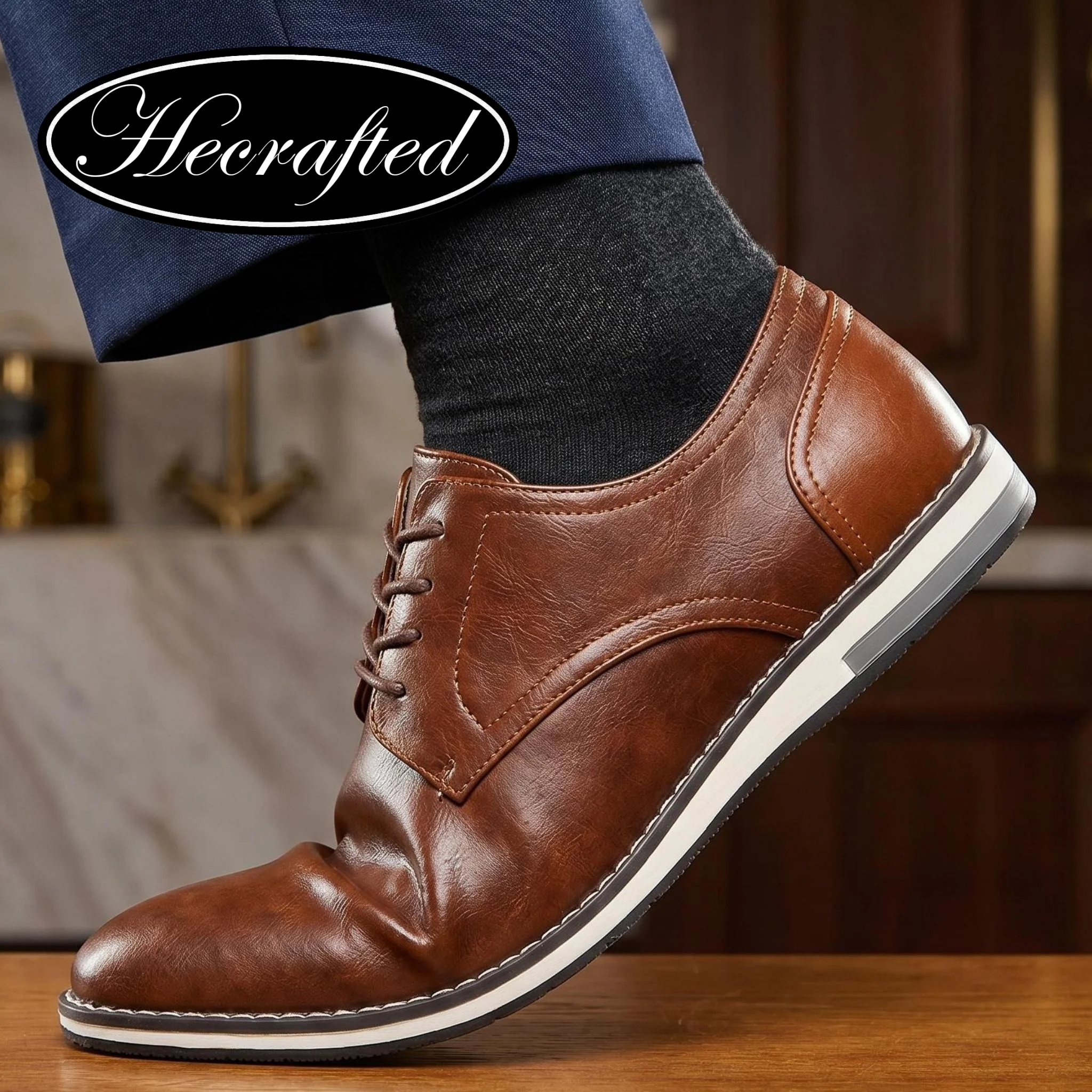 Mocasín de cuero para hombre, moda cómoda, zapatos informales de marca 2024
