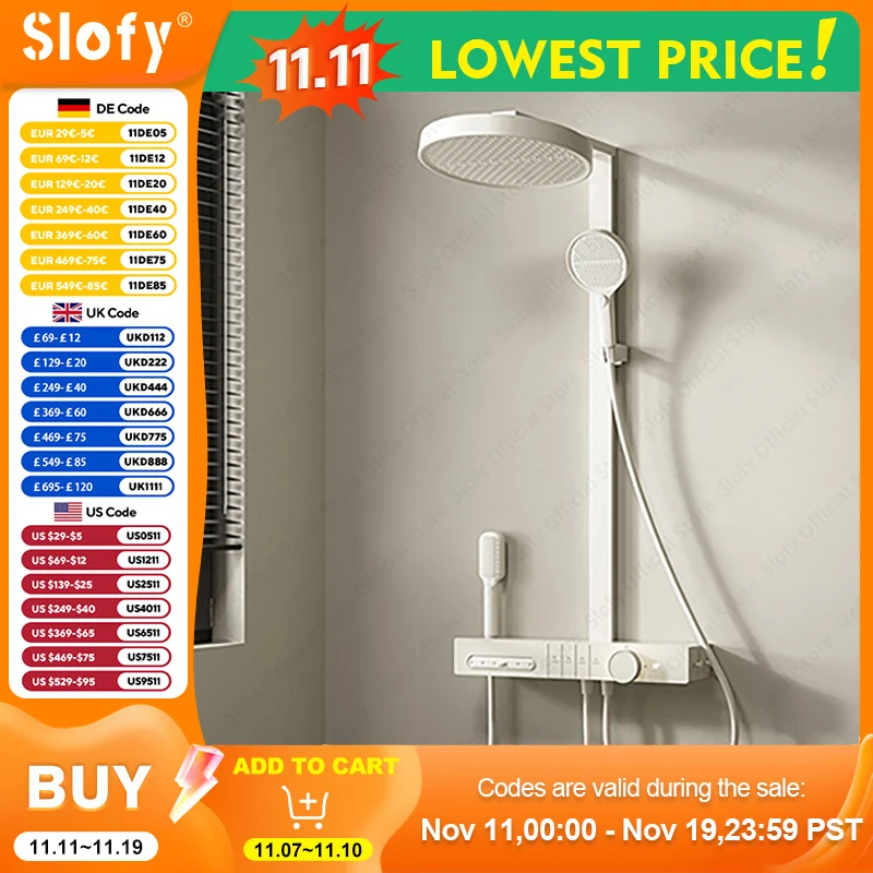 현대식 대형 레인 샤워 시스템, 디지털 디스플레이, 다중 모드 샤워 세트, 피아노 키 숨김형 바닥 배수구, 가정 및 호텔용