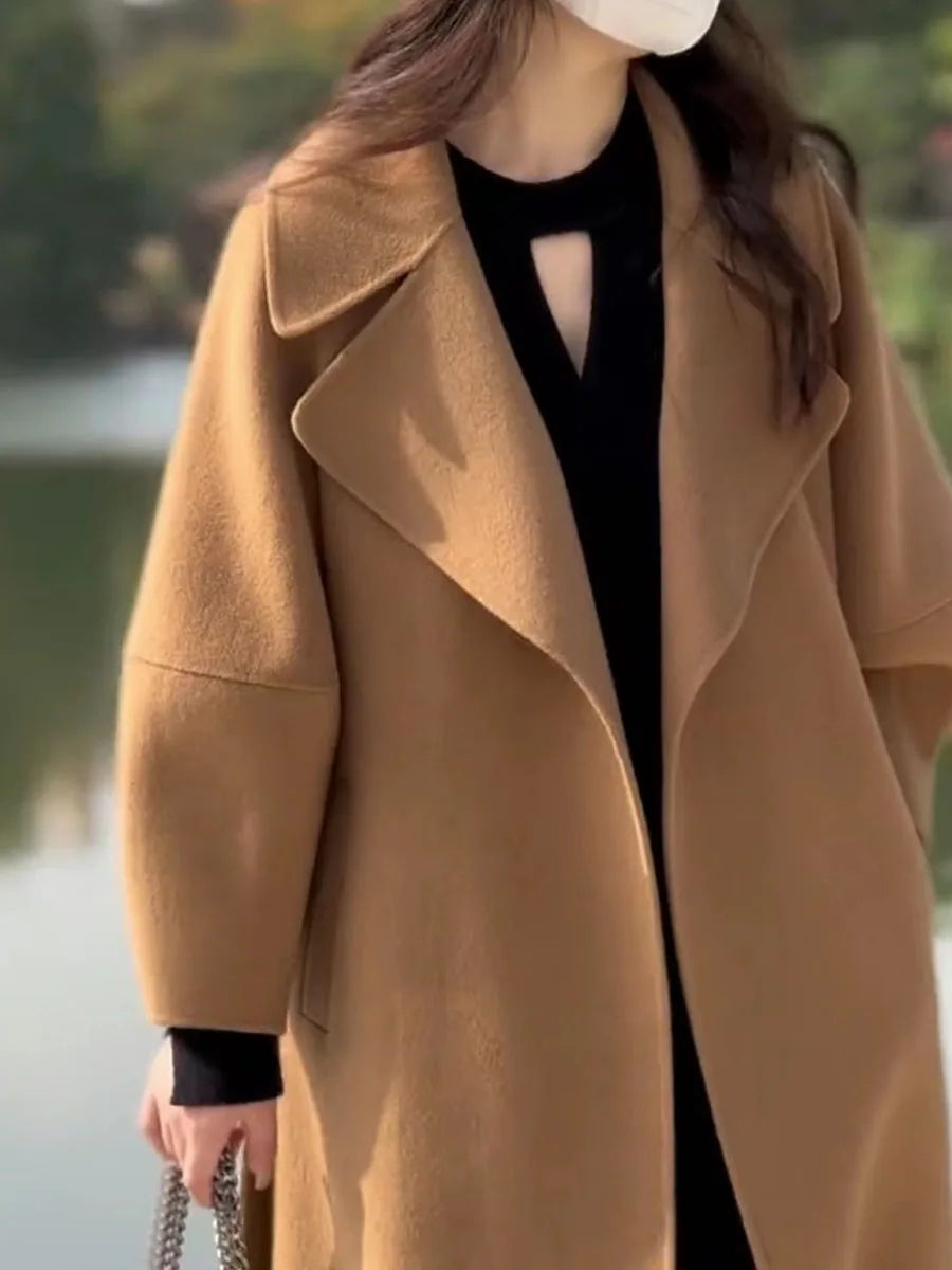 Doppelseitiger Kamere-Wollmantel für Damen, Herbst und Winter, 2024, neuer koreanischer Sle, High-End-Feeling, mittellang, Hepburn Sle Woole...