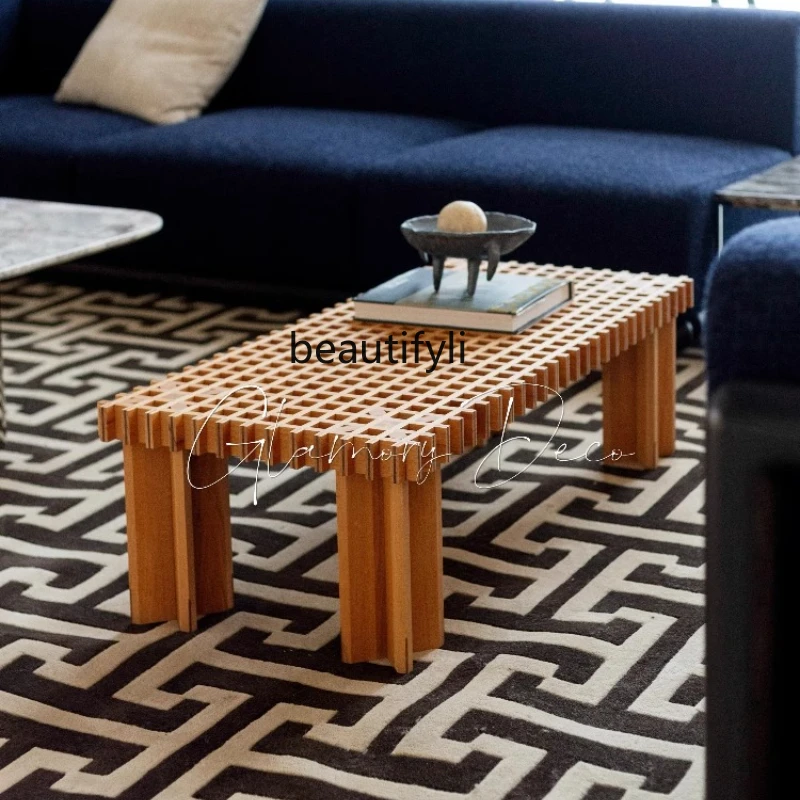 

Japanese medieval solid wood coffee table designer home living room tea table Nordic art rectangular small tea table