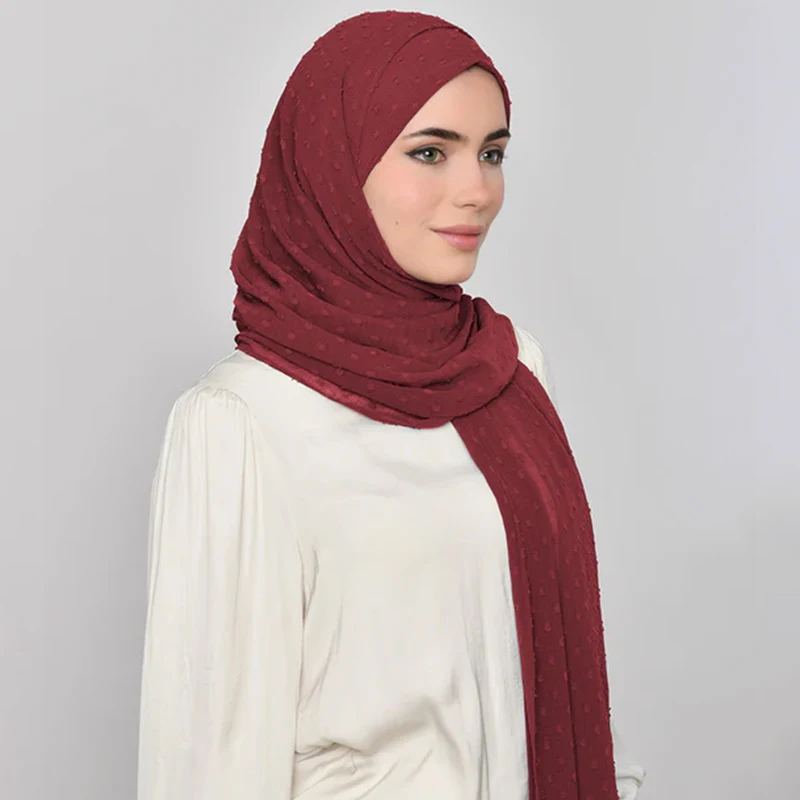 New Pom Pom Chiffon Design Hijab Scarf Shawl Wrap Muslim Headband Long Women Scarves