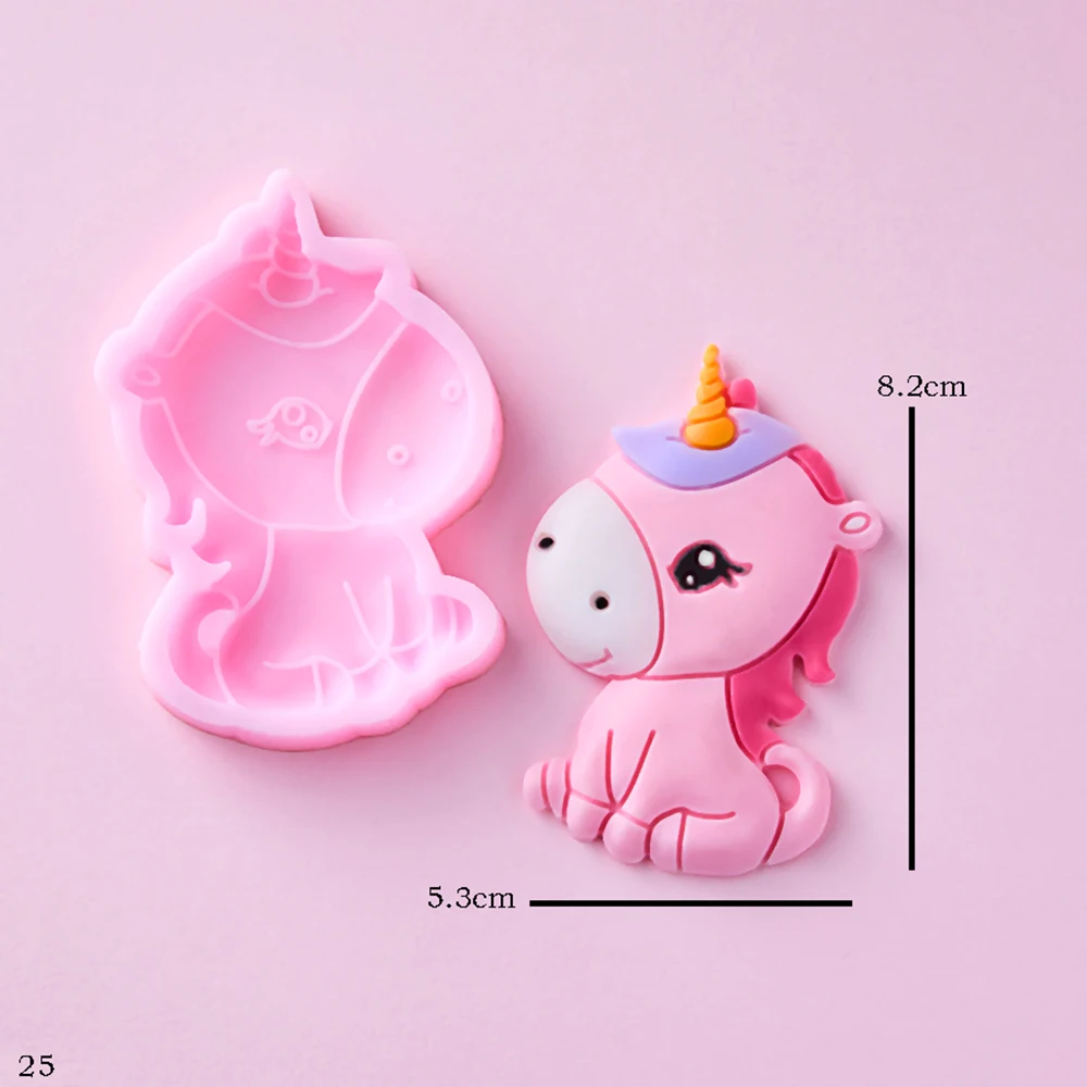 Three-dimensional Rainbow Horse Silicone Molds Cartoon Riding Unicorn Girl Fondant Cake Mousse Chocolate Mould Cake Decoration
