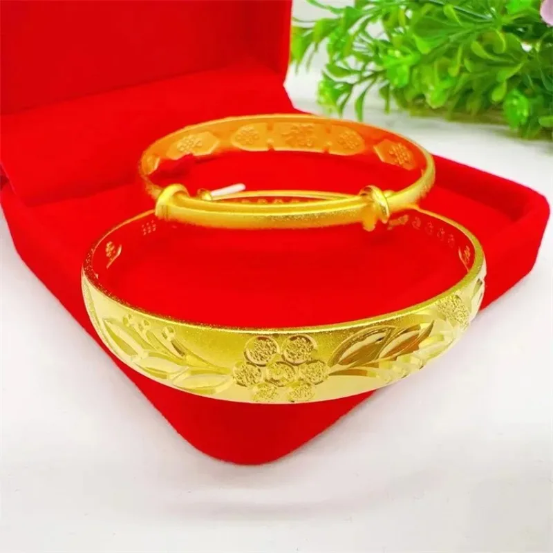 Mylux Jewelry 24K genuine gold bracelet 9999 Niche high-end twisted pull semi set sand semi gloss adjustable gold bracelet, suit