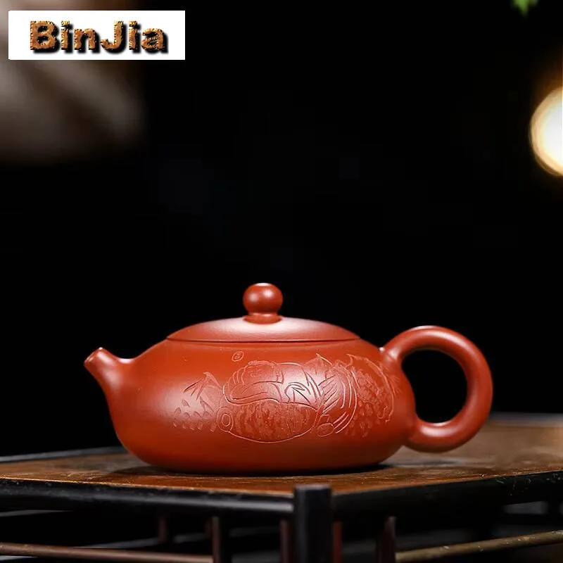 

170 мл изысканные фиолетовые глиняные чайники Исин, знаменитый мастер, плоский горшок ручной работы Xishi, сырая руда, грязевой чайник Дахунпао, чайный сервиз Zisha, подарок