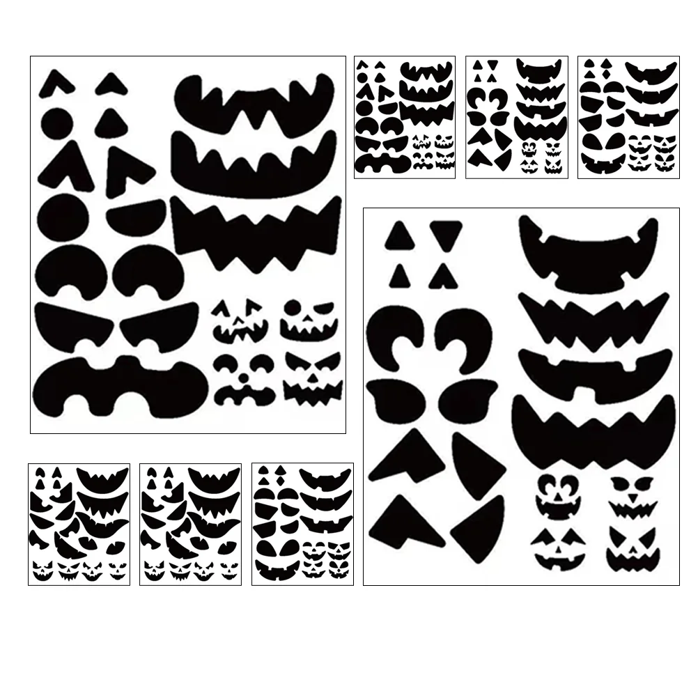 8 Sheets Template The Face Pumpkin Sticker Halloween Stickers Decals Copper Party Favors Window