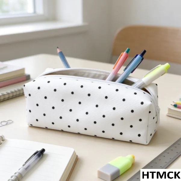 Polka Dot Design Pencil Case Large-capacity Soft Touch Pen Bag Stationery Pouch Stationery Organizer Back To School