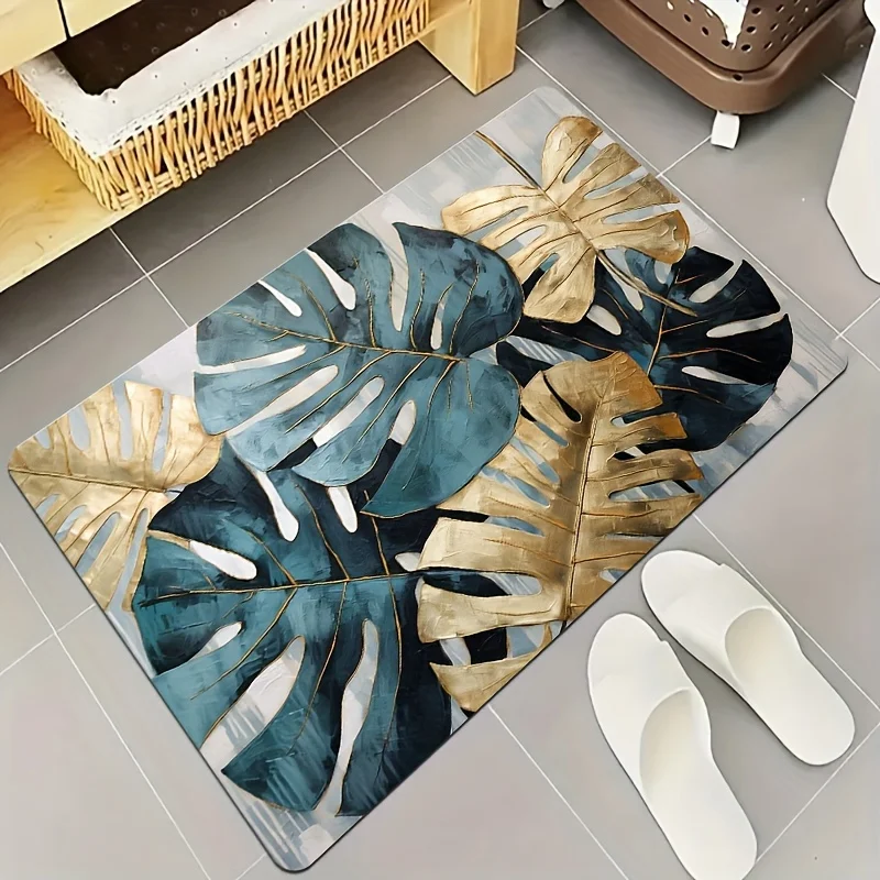 VIKAMA Tropical Wind Turtle Back Bamboo Bathroom Carpet Waterproof, Anti slip, Easy to Clean Shower Room Bathroom Door Carpet