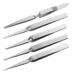 Stainless Steel Tweezers Reverse Round Head Reverse Fork Pointed Labor-Saving Fixed Self-locking Clip Hand Tools