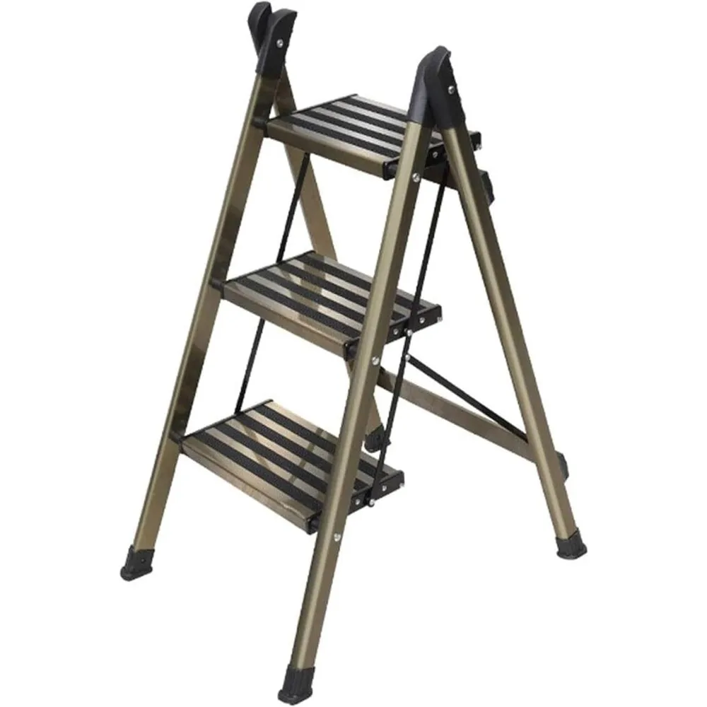 3 Steps Ladder Folding Aluminum Alloy Stepladder with Non Slip Mat for Adults,Lightweight Garden Tools Balcony