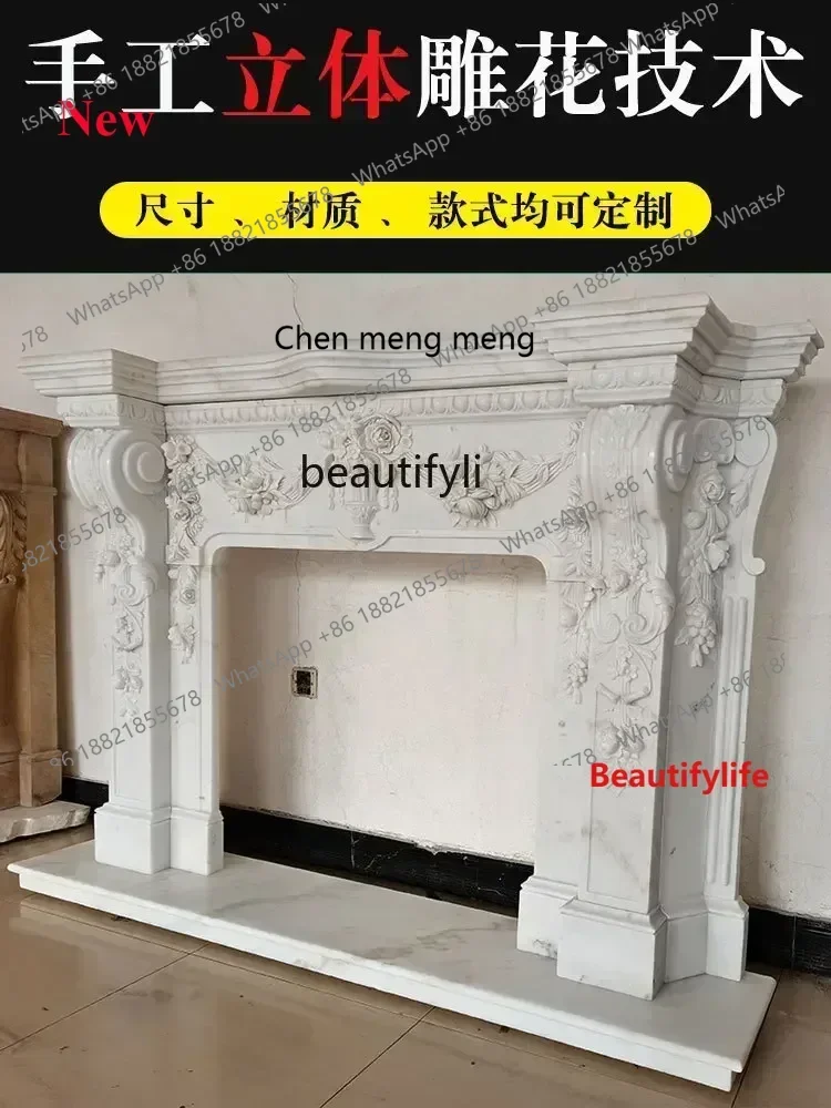 cn8350 LHY A  White marble European rich flower fireplace home improvement living room stone background wall French mantelSS 861