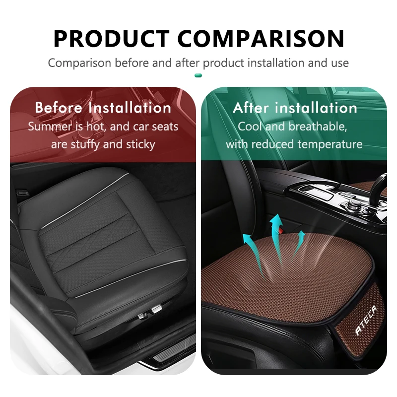 For Seat Breathable Car Seat Cover Ice Silk Summer Car Seat Cushion Protector Ibiza FR Cupra 6L 6J 2011 2010 MK3 MK5 6K 2003 - view 4
