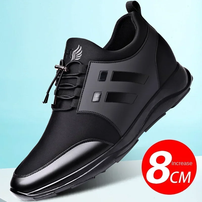 TAFN Men's Shoes with Invisible Inner Height Wear-resistant Leather Shoes Genuine Leather Sports Shoes Men's Zapatos De Hombre