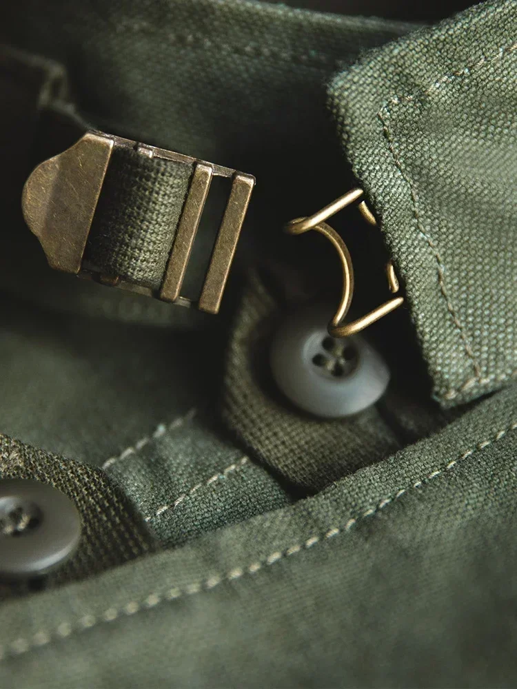 American Vintage Motorcycle Jacket Amekhaki Retro Military Green Coat  Men's Spring New Arrival