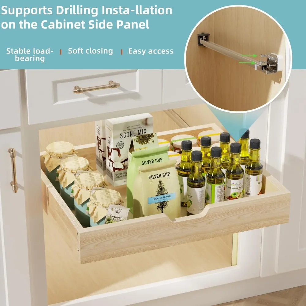 Soft Close Slide Out Drawers 13.5 Wide x 21 Deep for Kitchen Cabinets, Pull Out Shelves, Cabinet Storage Solutions
