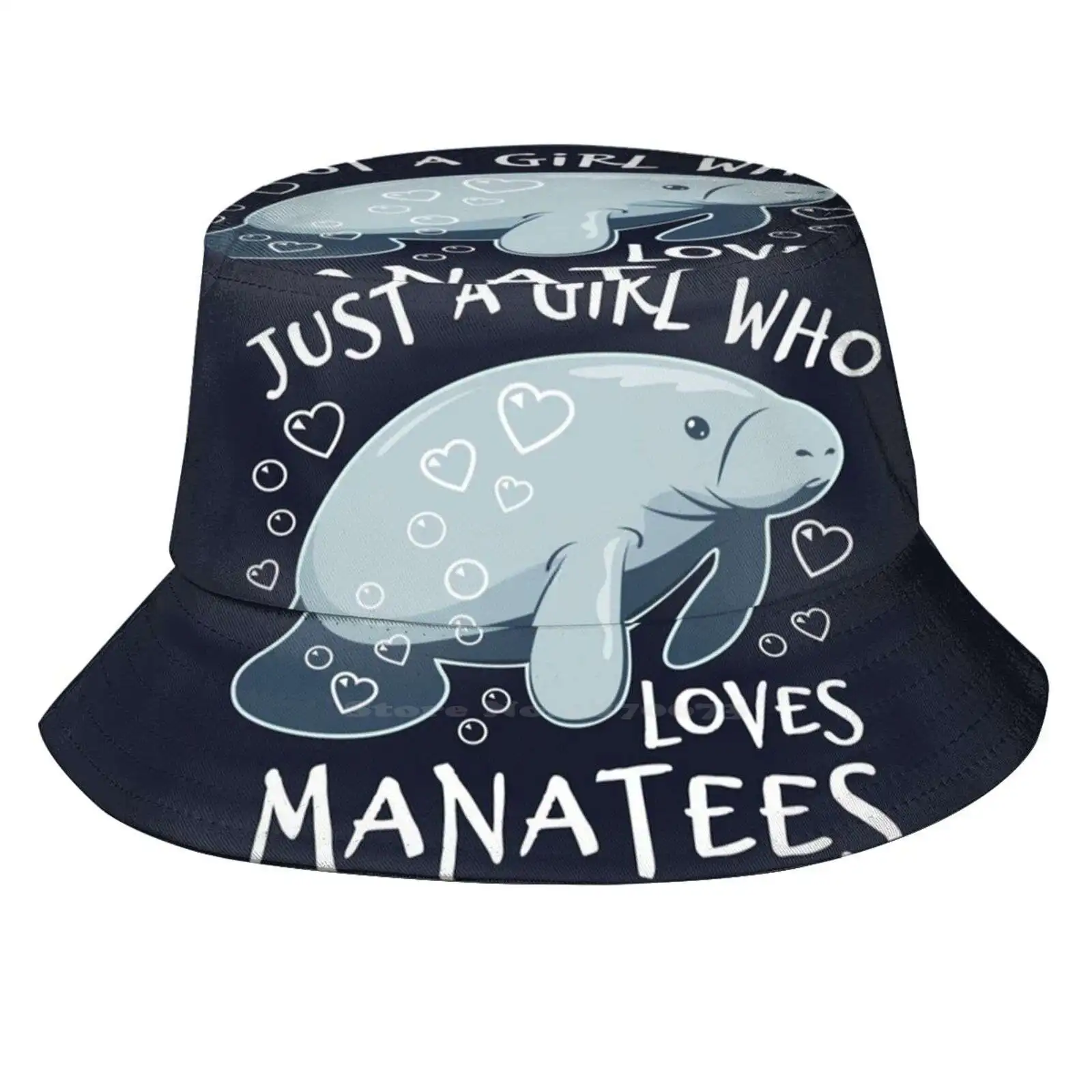 Just A Girl Who Loves Manatees - Cute Manatee Bucket Hat Beach Tourism Hats Breathable Sun Cap Save The Manatee Love Manatees