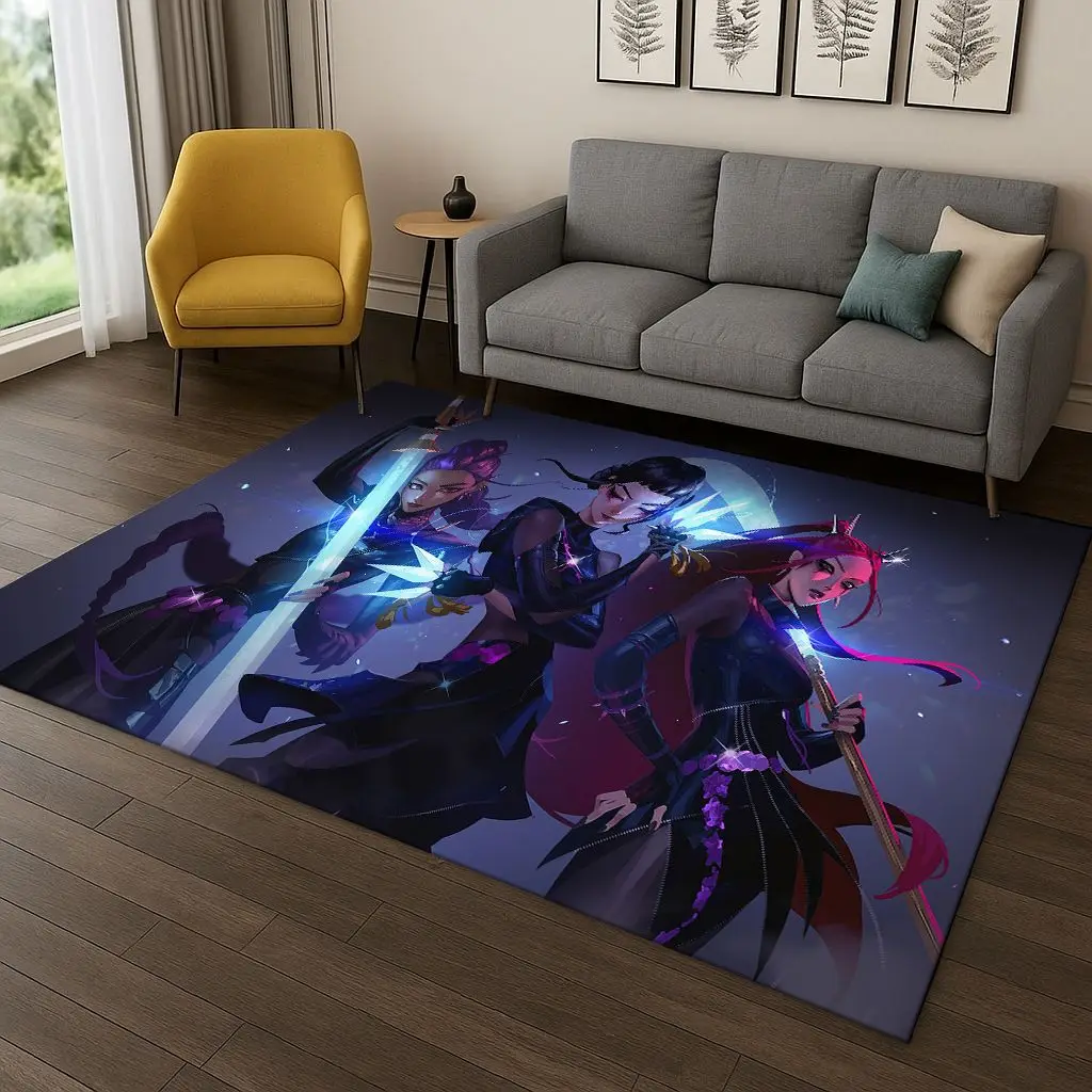 سجادة Kpop Demon Hunters Rumi Mira Zoey Music الكرتونية لغرفة النوم وغرفة المعيشة وأريكة ديكور المنزل، هدية سجادة أرضية غير قابلة للانزلاق