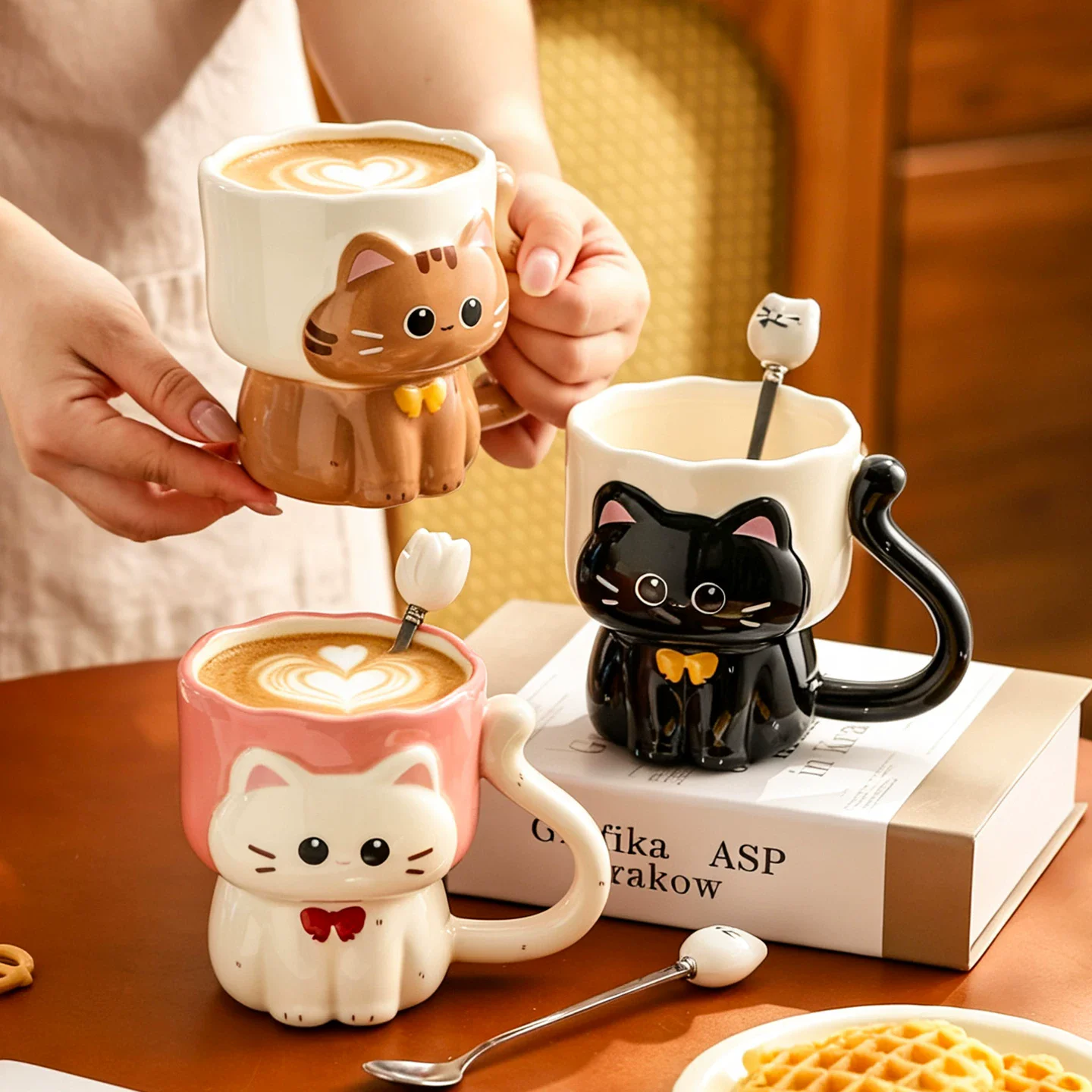 Cute Cartoon Cute Cat Relief Water Cup Artistic Underglaze Color Ceramic Cup High Aesthetic Value Home Daily Water Cup