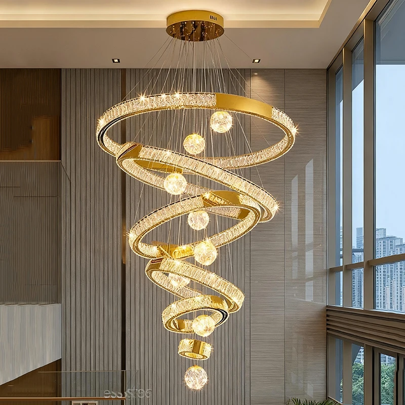 Modern home decoration crystal chandelier, stair Pendant lamp, living room Pendant lights, interior lighting