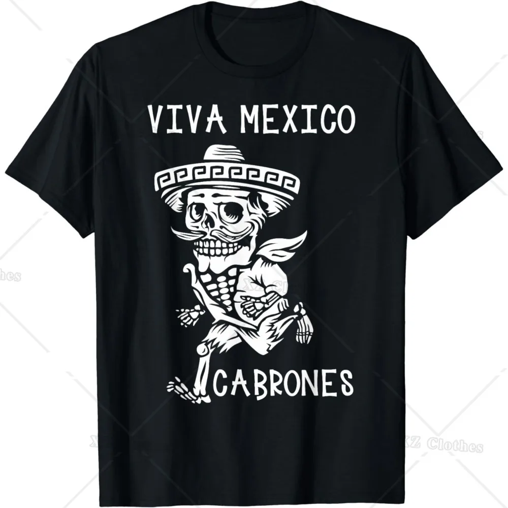 Day of The Dead Viva Mexico Cabrones Sugar Skull Skeleton T-Shirt for Women Men