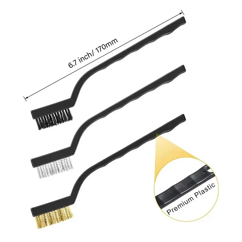 3/15pcs Wire Brush Set Curved Handle Brush Set For Cleaning Welding Slag And Rust Removal Industrial Scrubbing Brush