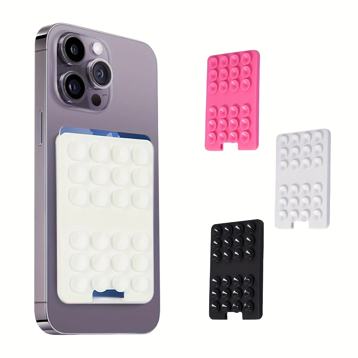 1 Stück Silikon-Handyhalter mit Saugnapf und Kartenetui für praktische Selfies, kompatibel mit Android und iPhone