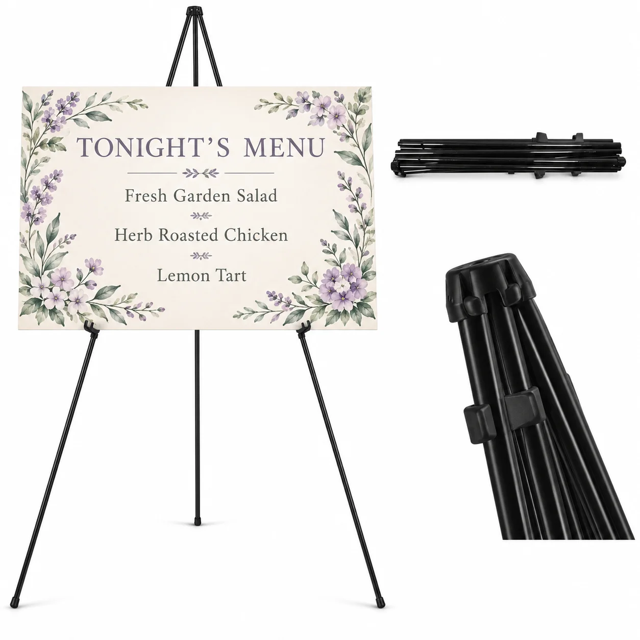 Art Exhibition Display Easel,Portable Black Metal Tripod Stand For Framed Prints,Canvas Paintings And Gallery Boards,Foldable Floor Poster Holder With Carry Bag For Art Show,Student Gallery,Portfolio Presentation,Photography And Craft Fair
