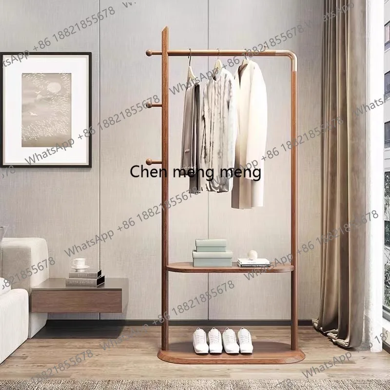 New Chinese bedroom coat rack walnut color simple clothing store B&B bedroom hanging multi-functional shelf