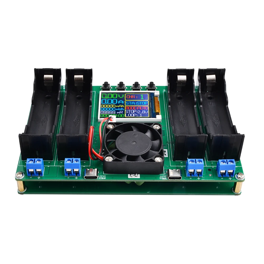 4-channel 18650 Lithium Battery Capacity Tester Module MAh MWh Digital Battery Power Detector Module 18650 Battery Tester Type-C