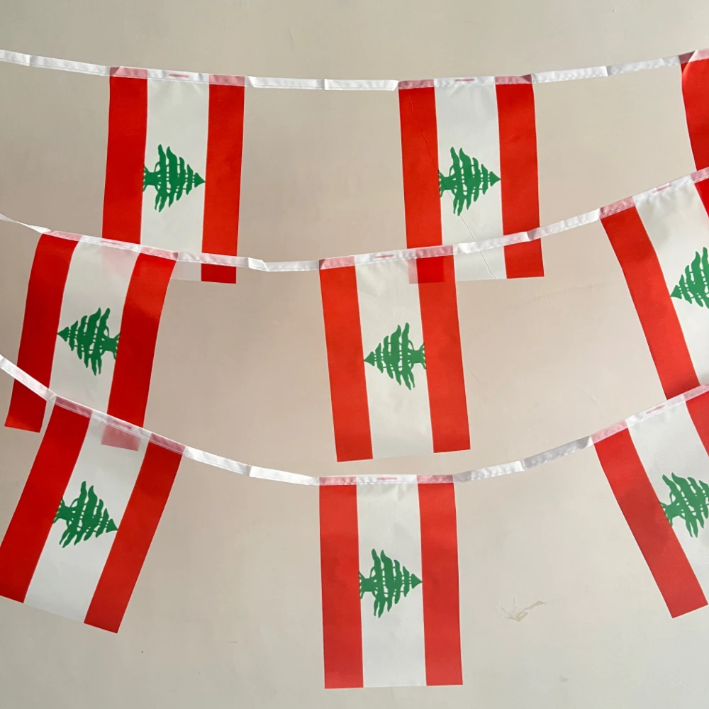 Lebanon bunting flags 14x21cm 20pcs/set Pennant Lebanon String Banner Buntings Festival Party Holiday polyester banner