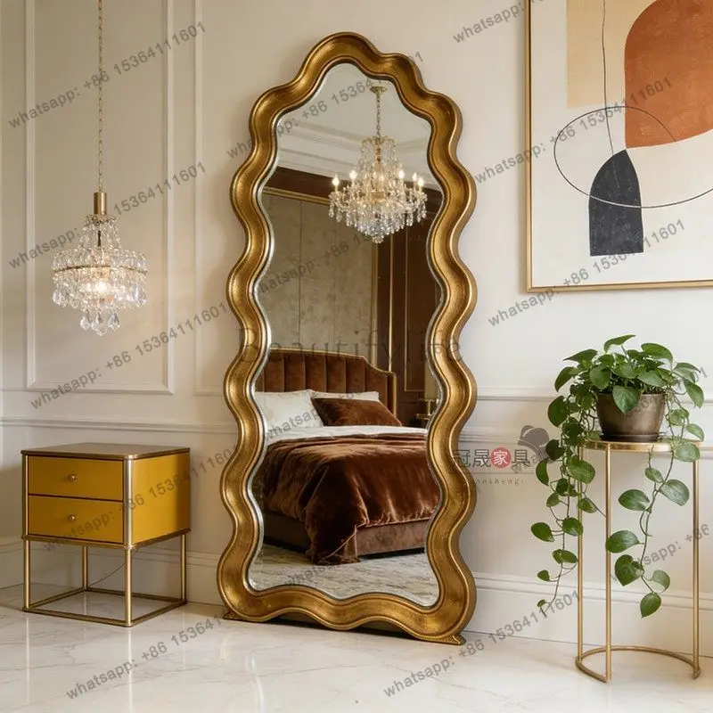 

French retro full-length mirror home wall mounted floor-to-ceiling fitting mirror customization