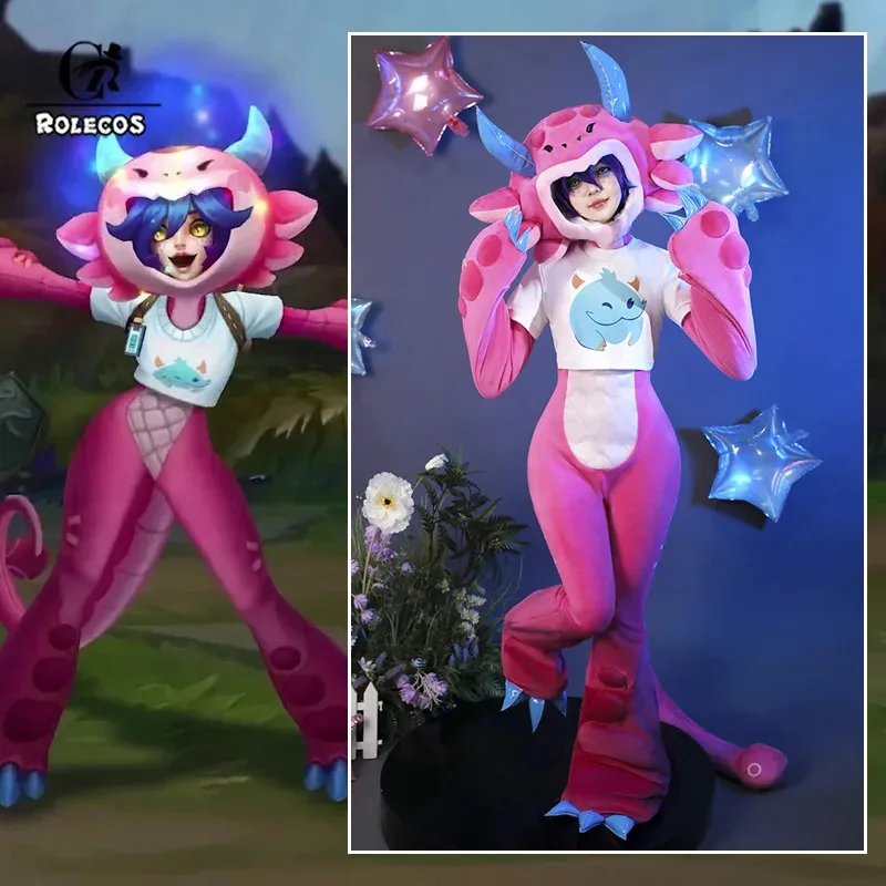 

ROLECOS Game LOL Super Fans Neeko Megathread Cosplay Costume With Tails Neeko Doll Costume Women Nightwear Halloween Outfit Suit