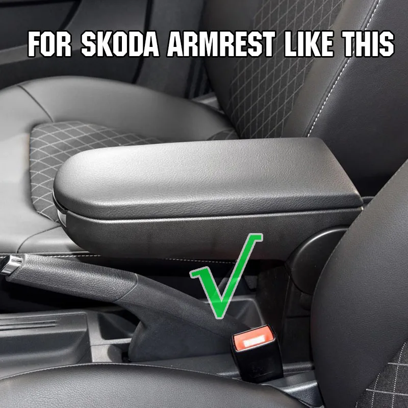 Car Armrest Cover Latch Lid Center Console Center Clip Catch PU Leather Arm Rest Cap For Skoda Octavia Fabia Roomster Rapid