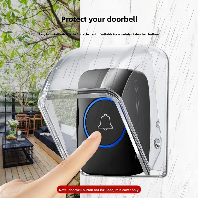 Transparent Outdoor Waterproof Cover for Wireless Doorbell - IP55 Rating, Weather-resistant. U-shaped Full Protection