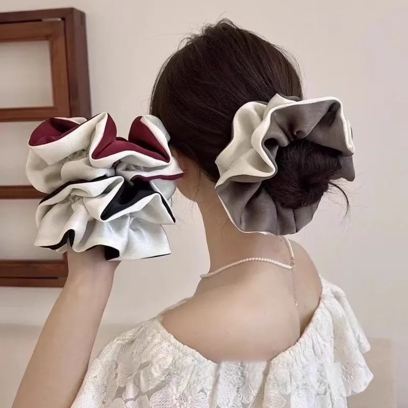 

Large intestine hair band Women's versatile satin hair band Head rope Simple ponytail hair rope Hair accessories