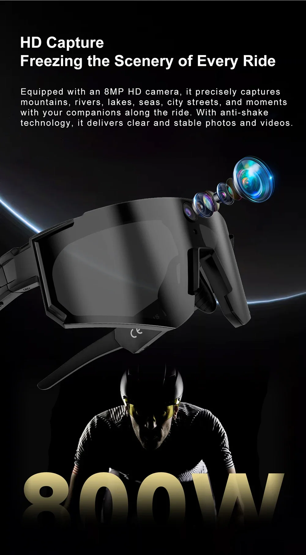 Oneplus AI Smart-Brille 1600W 8K HD Anti-Shake-Kamera Fahrrad-Foto- & Video-Sportsonnenbrille Dual-Mikrofon 32GB Winddichte Schutzbrille 2026 – Detail 4