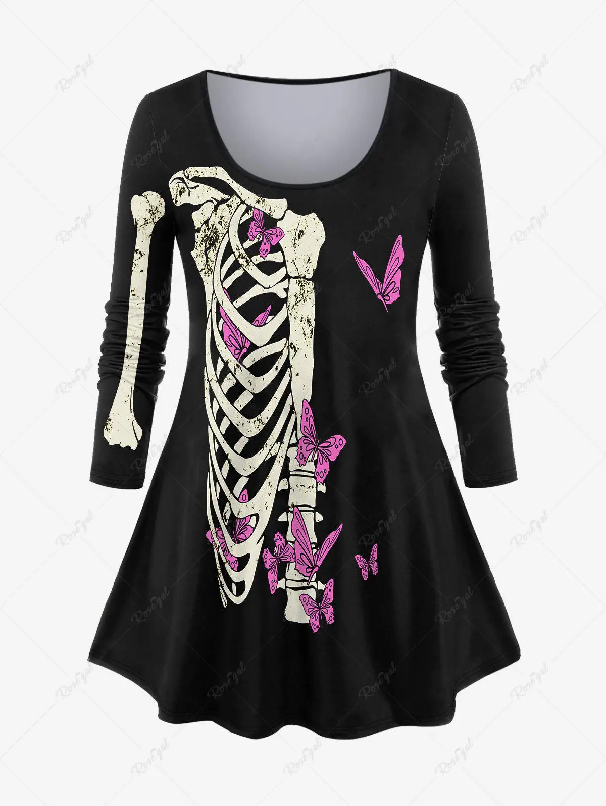 Plus Size Ladies High Stretch Halloween Skeleton Butterfly Printed T-shirt Or Leggings Daily Vacation Casual Matching Set