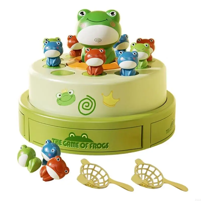 DXAD Frogs Spin and Catch Board Game Fishing Game with Catching Net Birthday Gift