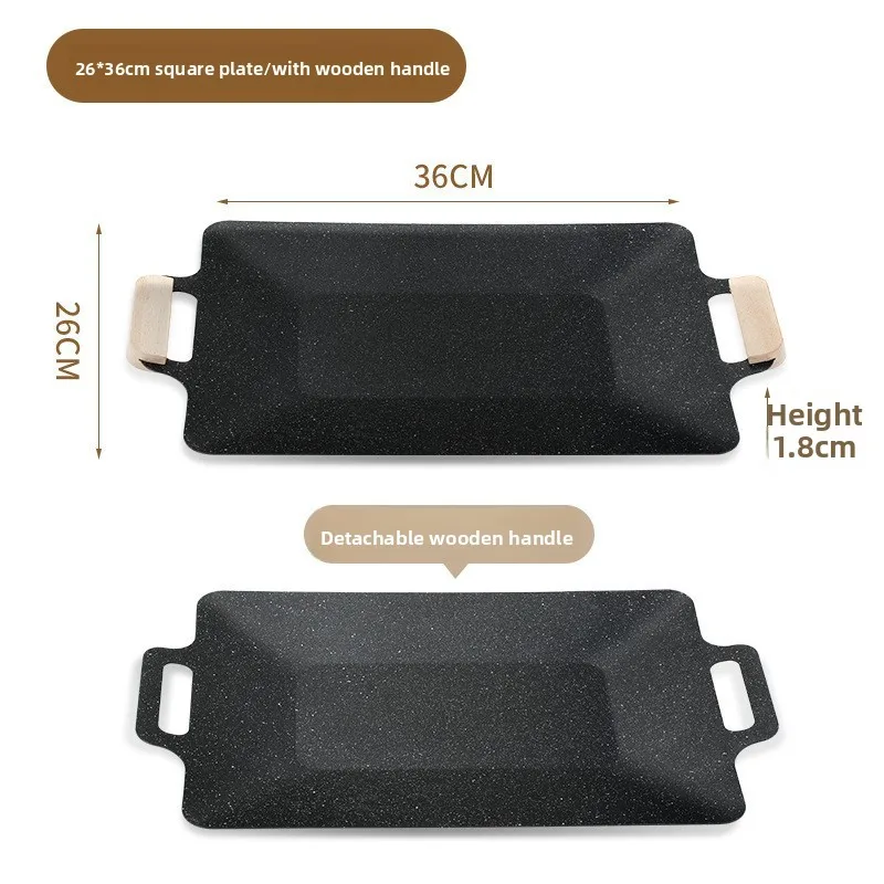 New Arrival Multi-size Non-Stick Iron Grill Pan Portable Smokeless BBQ Plate for Family Home Cooking Outdoor Camping Picnic