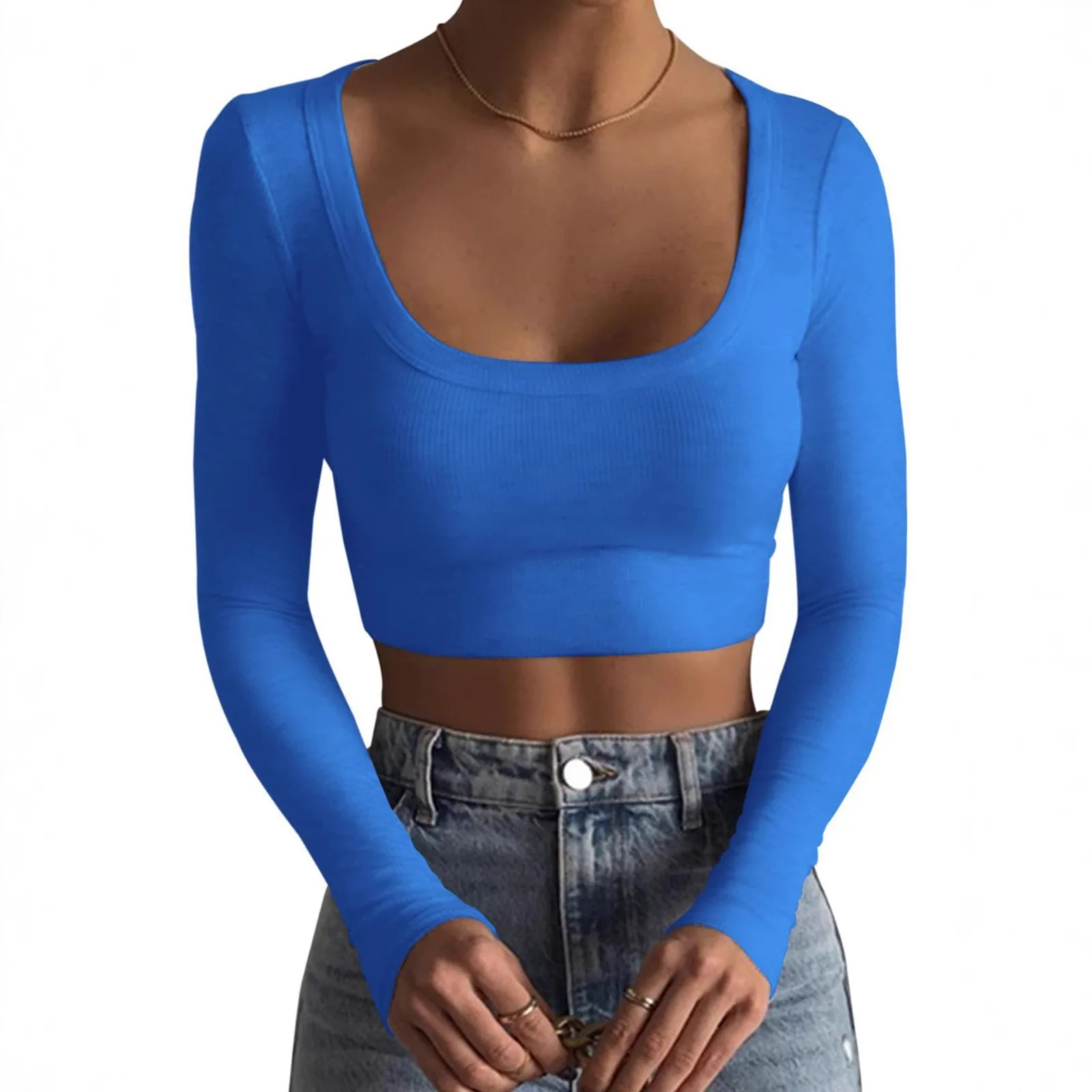 

Ribbed Crop Top with a chic scoop neck. This figure-flattering tee is your new go-to for a sleek look.