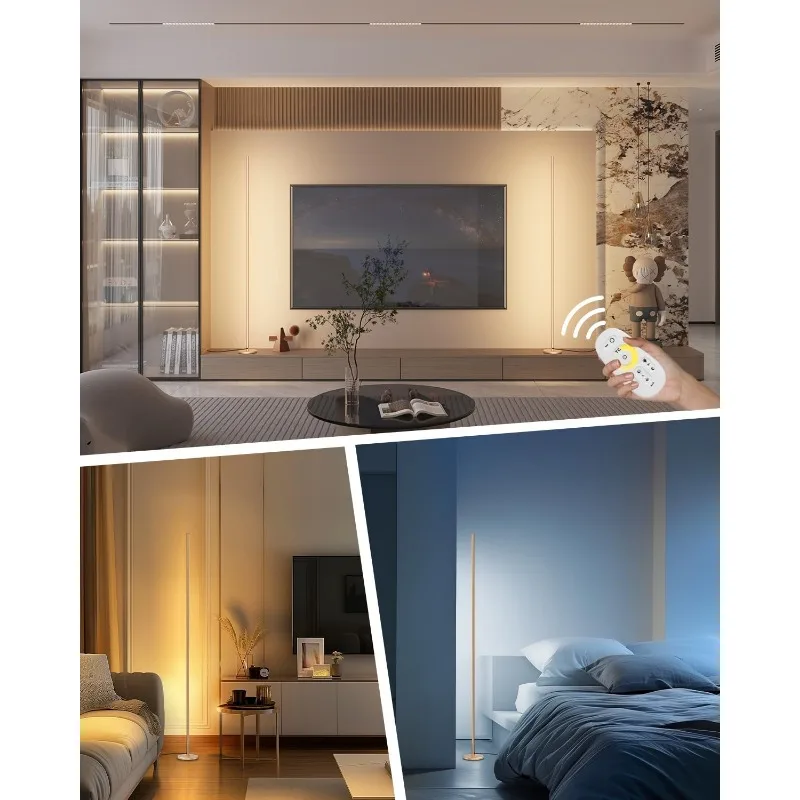 Minimalist Corner Floor Lamp - 2700K-6500K Dimmable LED Night Light - Modern Standing Mood Lamp with Remote Control