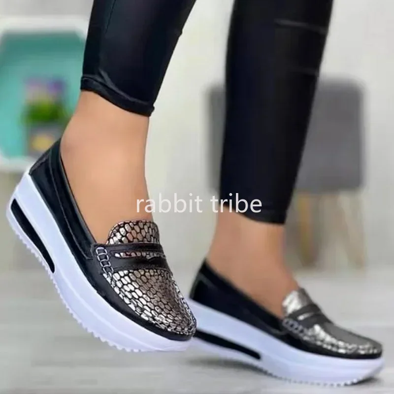 

Luxury Designer Women Fashion Loafers Breathable Slip-On Vulcanized Shoes Casual Wedge Heel Lightweight Woman Sneakers